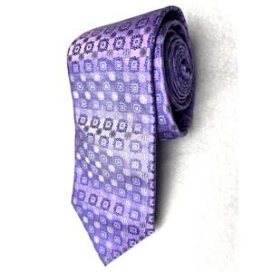 Kirkland Signature 59" -NWT Box 100% Silk - Purple Geometric Jacquard Silk Tie